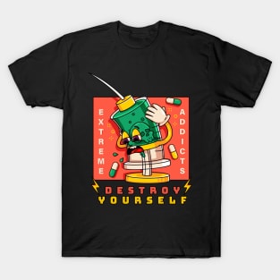 Destroy yourself, depression syringe cartoon T-Shirt